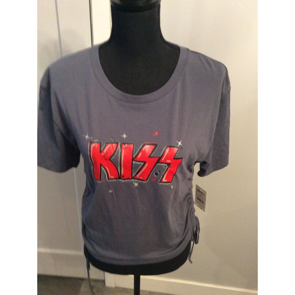New NWT Kiss Ruched T shirt womens Size XXL Gray